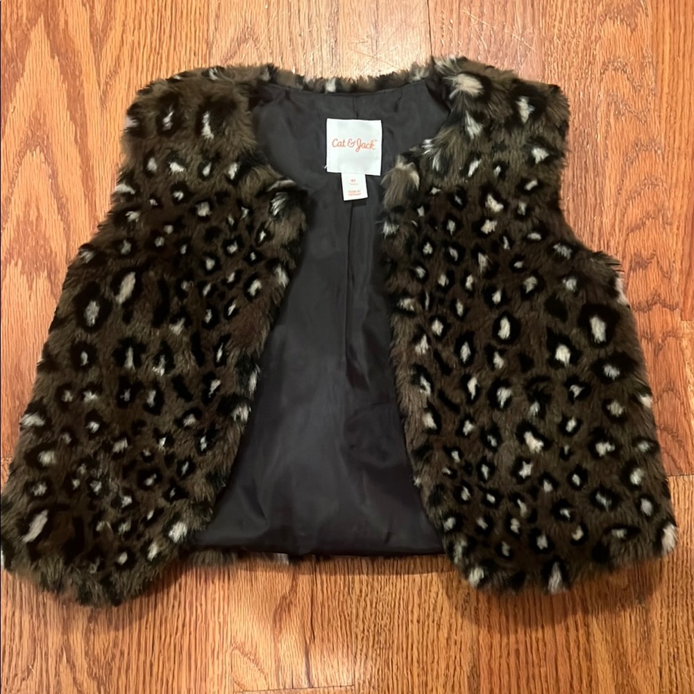 Cat & Jack Kids Faux Fur Leopard Vest - 4T
